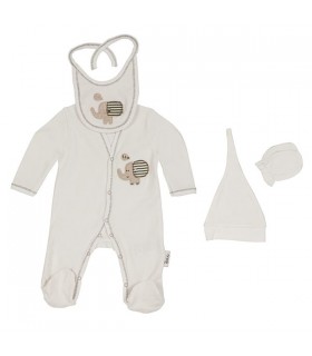 ست سرهمی 4 تکه طرح فیل کرم برند Organix