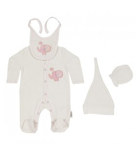 ست سرهمی 4 تکه طرح فیل صورتی برند Organix