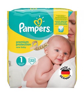 پوشک پمپرز آلمان Pampers Premium حاوی لوسیون، سایز 1 (22 عددی)