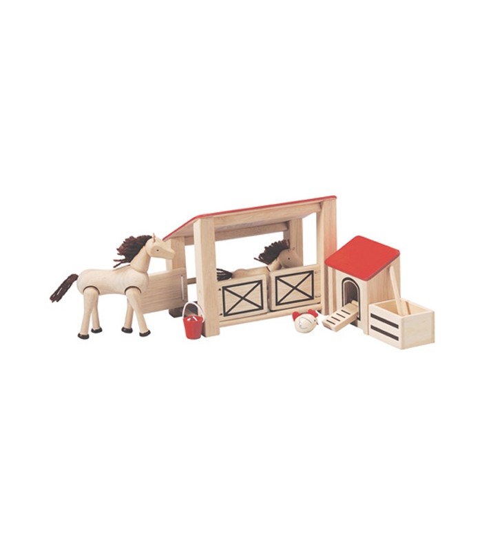 اسباب‌بازی چوبی-اصطبل چوبی برند Plan Toys-فروشگاه کودکو