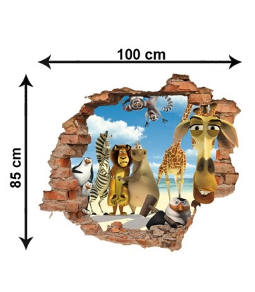 استیکر دیواری با طرح ماداگاسکار Zhivar