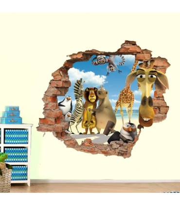 استیکر دیواری با طرح ماداگاسکار Zhivar