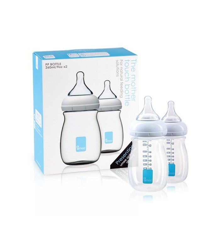 شیشه شیر نوزاد-ست 2 عددی شیشه شیر طلقی 260 میل برند Umee-فروشگاه کودکو