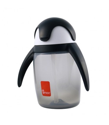 لیوان آبمیوه خوری نی دار 360 میل مدل پنگوئن رنگ خاکستری برند Umee