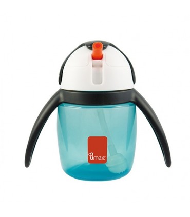 لیوان آبمیوه خوری نی دار 240 میل 360 درجه مدل پنگوئن رنگ آبی برند Umee