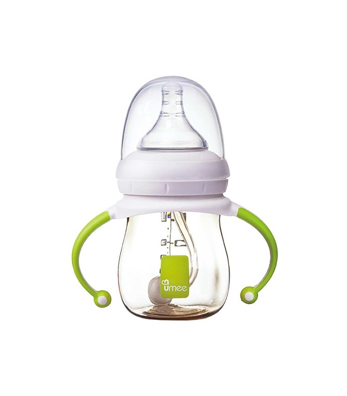 شیشه شیر نوزاد-شیشه شیر طلقی ضد نفخ (با عایق حرارتی) 160 میل برند Umee-فروشگاه کودکو
