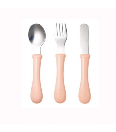 ست 3 عددی قاشق و چنگال و کارد ب آ با Beaba 3-piece stainless steel cutlery set