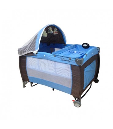 تخت و پارک مک بیبی رنگ قهوه ای آبی Macbaby travel cot