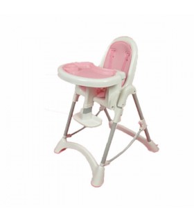 صندلی غذا چند حالته مک بیبی صورتی- سفید با تشک دوبل MACBABY HIGHCHAIR