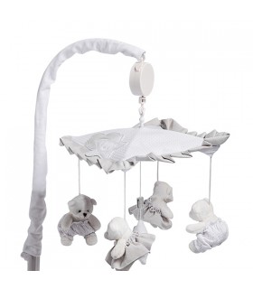 آویز تخت خرسی سفید پیچی Picci Carousel with Music Box White Nanny