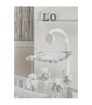 آویز تخت خرسی سفید پیچی Picci Carousel with Music Box White Nanny