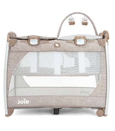 تخت و پارک فول با گهواره ویبره دار جویی Joie Excursion Change & Bounce Tan Stripe