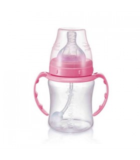 شیشه شیر 360 درجه 180 میل صورتی بی بی سیل Babisil Flexi-straw PP Feeding bottle