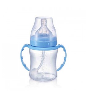 شیشه شیر 360 درجه 180 میل آبی بی بی سیل Babisil Flexi-straw PP Feeding bottle