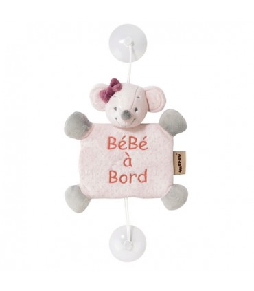 آویز هشدار کودک در ماشین موش ناتو Nattou Baby on board valentine the mouse