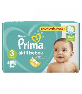 پوشک نوزاد سایز 3 پمپرز پریما ترک (45 عدد) Pampers Prima