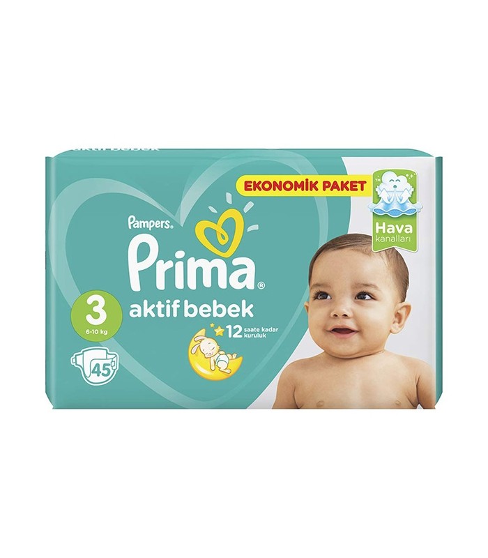 پوشک نوزاد سایز 3 پمپرز پریما ترک (45 عدد) Pampers Prima