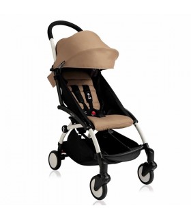 کالسکه یویو بیبی زن فریم سفید با کیت پارچه کرم Babyzen Yoyo+ Pushchair Taupe