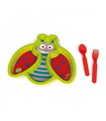 بشقاب کفشدوزک و قاشق و چنگال Oops  Easy-Meal Lucky