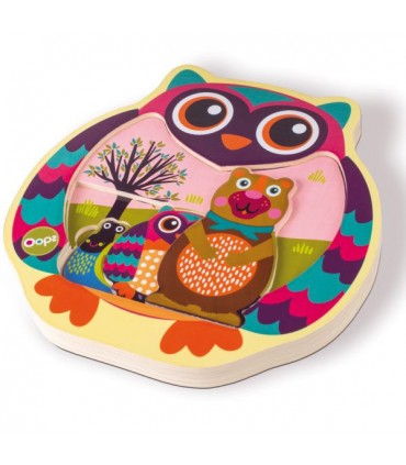 پازل چوبی 4 تکه جغد Oops Easy-Puzzle Forest