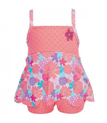 لباس شنا دخترانه محافظ دار گلدار(3 تا 6 ماه) Archimede Tropical Swimdress Double Protection