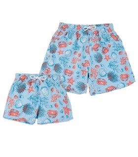 ست مایو شورتی پدر و پسر طرح خرچنگ Archimede Boy Men Boxer Crab