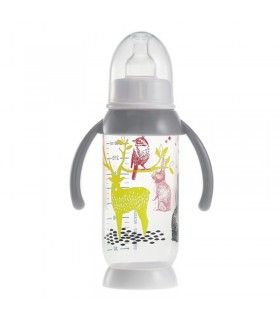 شیشه شیر دسته دار﻿ 240 میل خاکستری ﻿Beaba Bottle 240ml Bunny Grey Handle