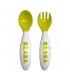 ست 2 عددی قاشق چنگال رده سنی2 Beaba 2nd Stage Ergonomic Baby Cutlery Neon