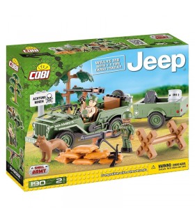 اسباب بازی ساختنی مدل جیپ Cobi Jeep Willys MB with 1/4 Ton Cargo Trailer