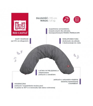 بالش بارداری و شیردهی رنگ طوسی Red Castle Big Flopsy Chambray Grey