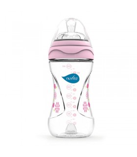 شیشه شیر طلقی 250 میل نوویتا صورتی Nuvita Mimic Baby Bottle