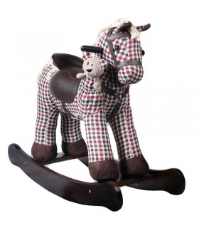 راکر اسب ویکتور کیدز چهارخانه قرمز قهوه ای Victor Kids Rocking Horse