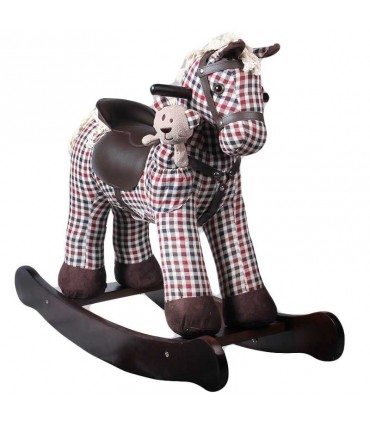 راکر اسب ویکتور کیدز چهارخانه قرمز قهوه ای Victor Kids Rocking Horse