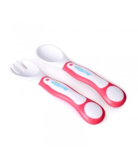 قاشق چنگال کیدزمی صورتی Kidsme My First Spoon and Fork Set