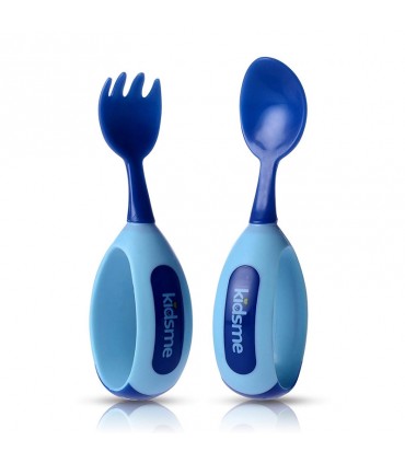 ست قاشق چنگال کودک نوپا کیدزمی آبی Kidsme Toddler Spoon and Fork Set