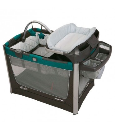 پارک با تخت سفری و جایگاه تعویض گراکو آبی طوسی Graco Pack 'n Play Playard Smart Stations
