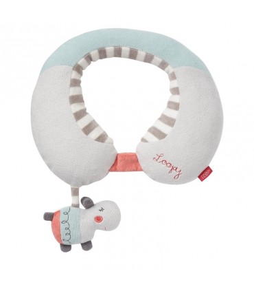 بالشت دور گردنی با آویز جغجغه ای بیبی فن طرح اسب آبی BabyFehn Neck Support Hippo