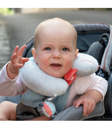 بالشت دور گردنی با آویز جغجغه ای بیبی فن طرح اسب آبی BabyFehn Neck Support Hippo