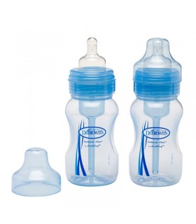 شیشه شیر طلقی پهن 2 عددی 240 میل دکتر براون Dr Brown's Wide Neck 240ml 2 Pack