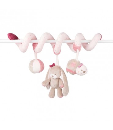 آویز مارپیچ خرگوش صورتی ناتو Nattou Spirale Nina, Jade & Lili