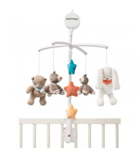 آویز تخت موزیکال خرگوش سفید ناتو Nattou mobile Mia & Basile