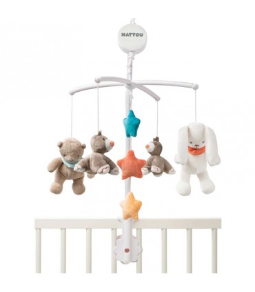 آویز تخت موزیکال خرگوش سفید ناتو Nattou mobile Mia & Basile