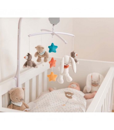 آویز تخت موزیکال خرگوش سفید ناتو Nattou mobile Mia & Basile