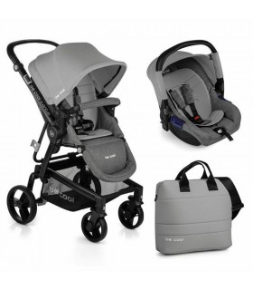 ست 3 تکه کالسکه کریر و ساک لوازم بی کول مدل Becool Quantum Grey