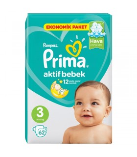 پوشک نوزاد سایز 3 پمپرز پریما ترک (62 عدد) Pampers Prima