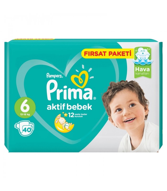 پوشک نوزاد سایز 6 پمپرز پریما ترک (40 عدد) Pampers Prima