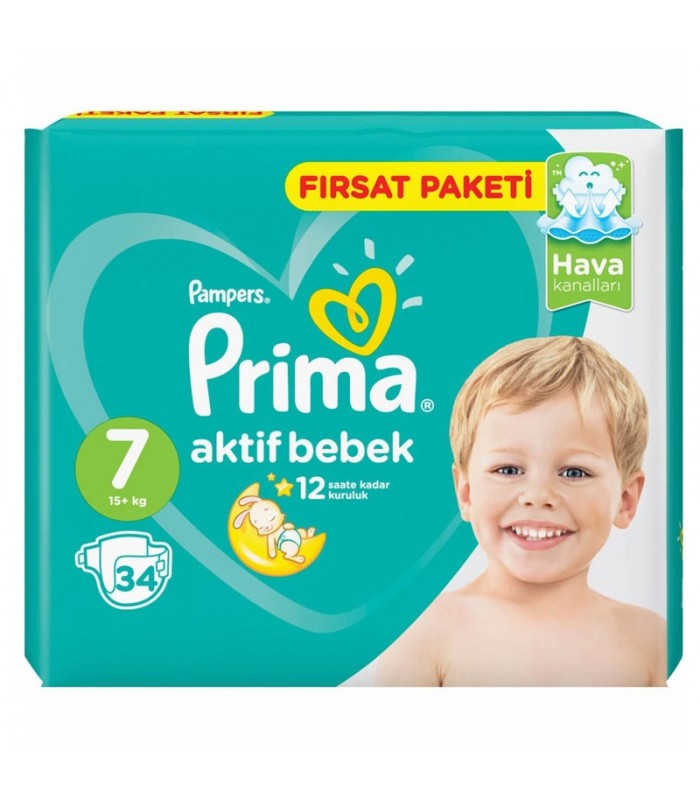 پوشک نوزاد سایز 7 پمپرز پریما ترک (34 عدد) Pampers Prima