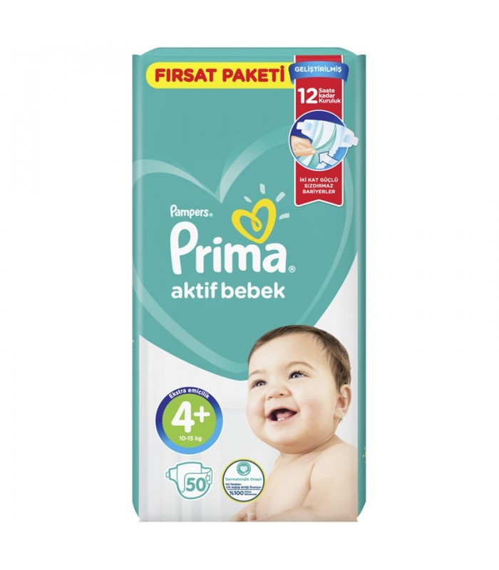 پوشک نوزاد سایز +4 پمپرز پریما ترک (50 عدد) Pampers Prima