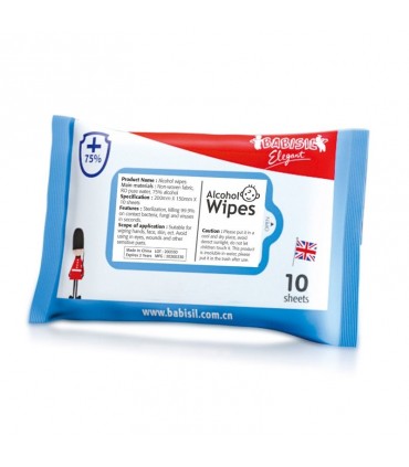 دستمال مرطوب 10 عددی (75 درصد الکل) بی بی سیل Babisil Alcohol Wipes