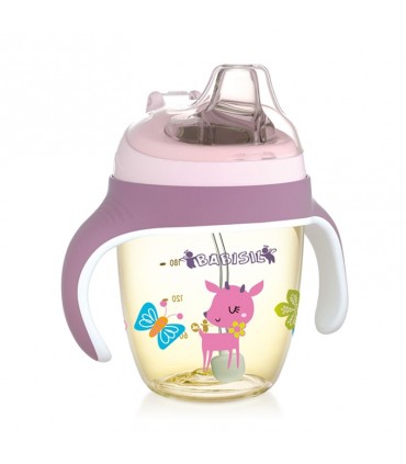 آب میوه خوری 360 درجه بنفش 240 میل بیبی سیل Babisil Drinking Cup with Handles